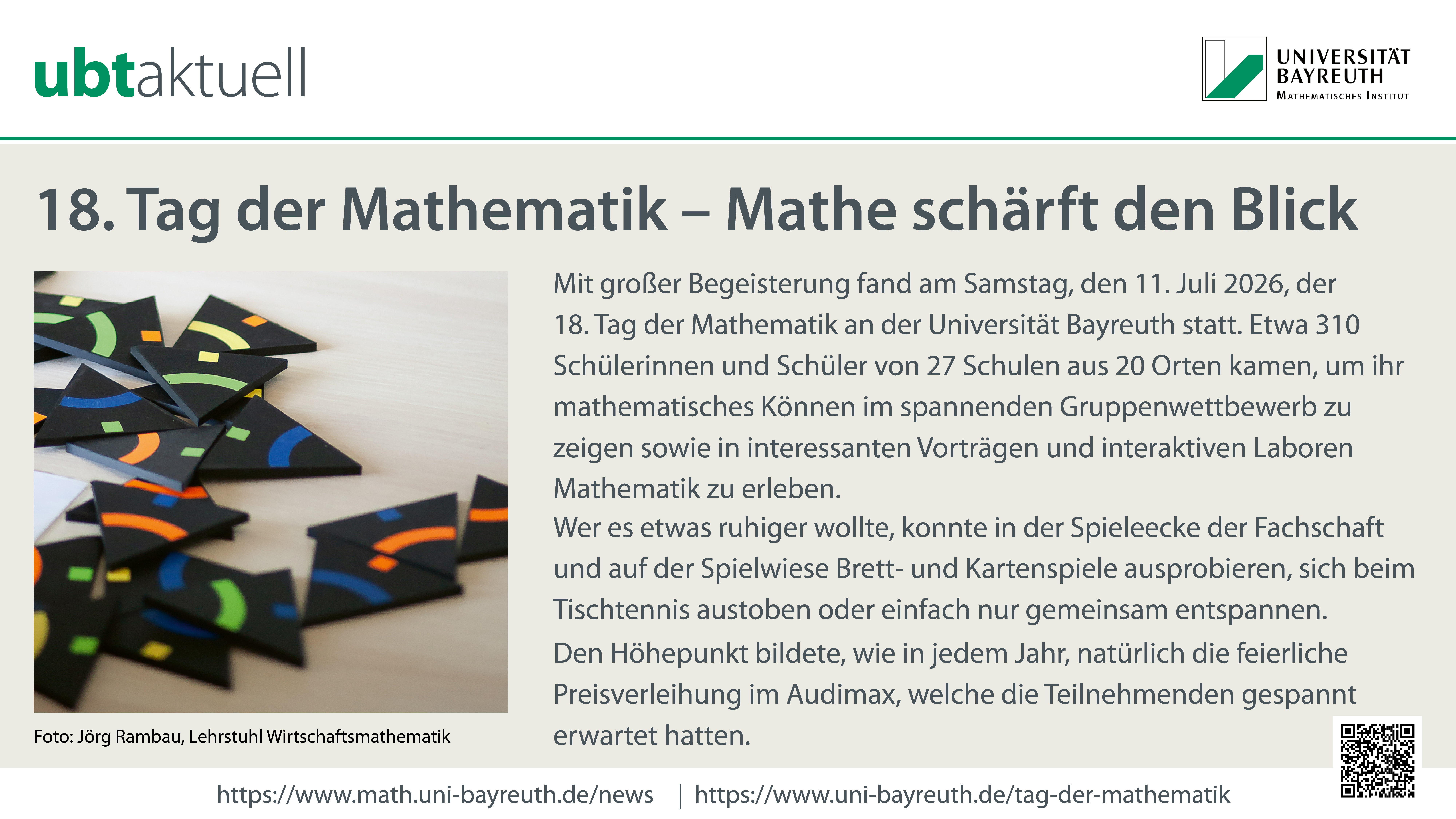 Bericht Tag der Mathematik 2026